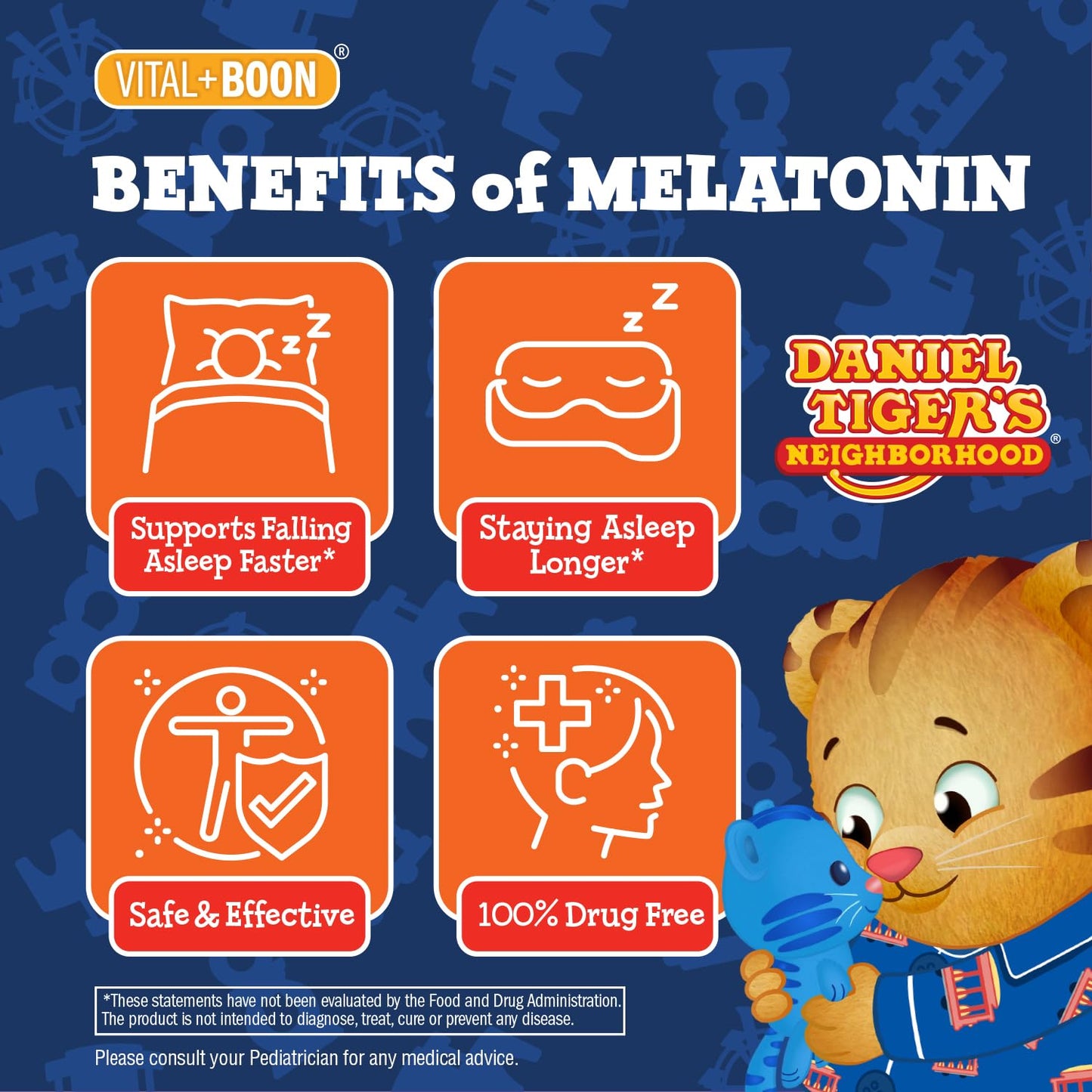 Daniel Tiger Kids Melatonin Gummies - Sleep Support for Ages 3+