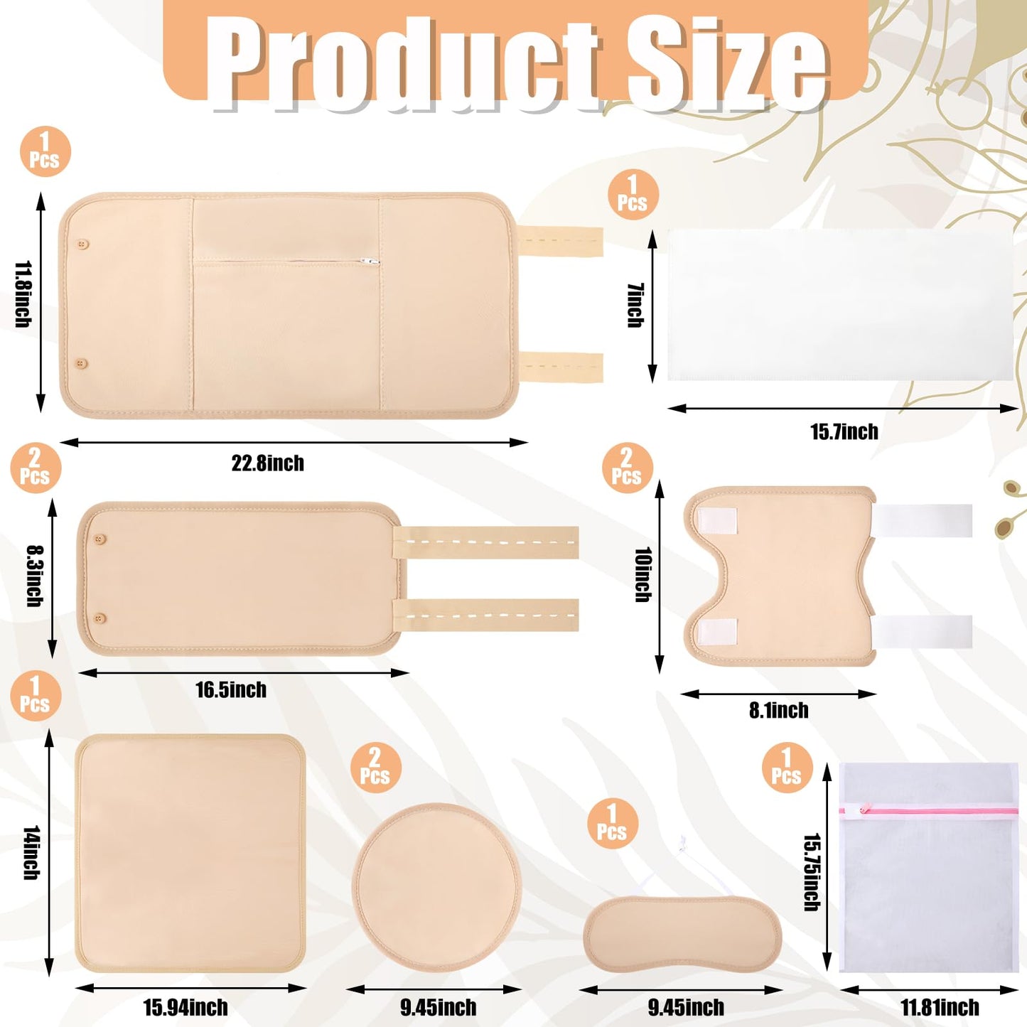 Dansib 11 Pcs Castor Oil Pack Wrap Set – Reusable Flannel Kit (Large, Skin Color)