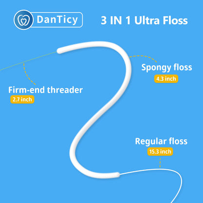 DanTicy Dental Floss for Braces – 160 Count (2 Pack) | 3 in 1