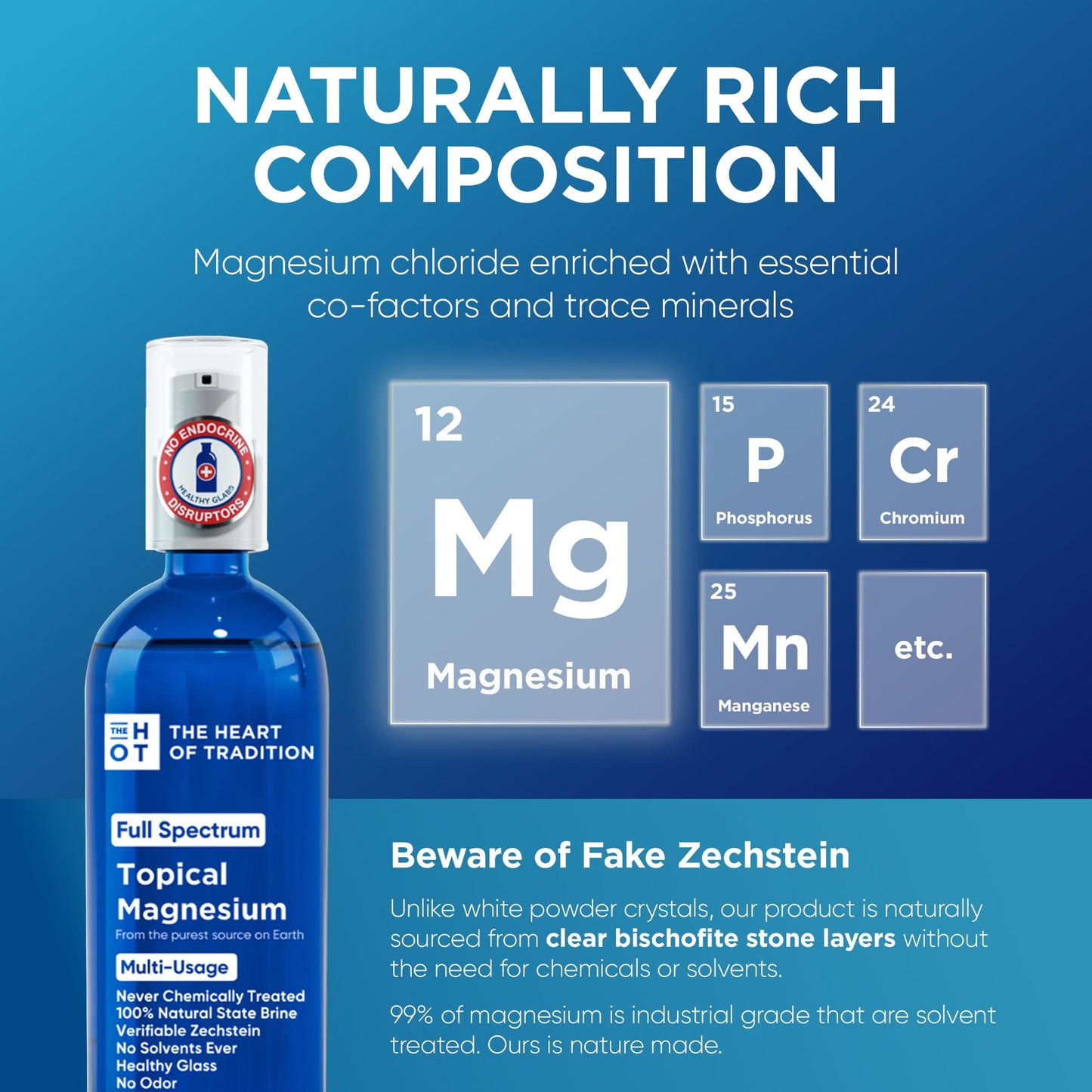 Topical Magnesium Oil Spray – Glass Bottle 7 oz | Zechstein Sea Purity & Trace Minerals