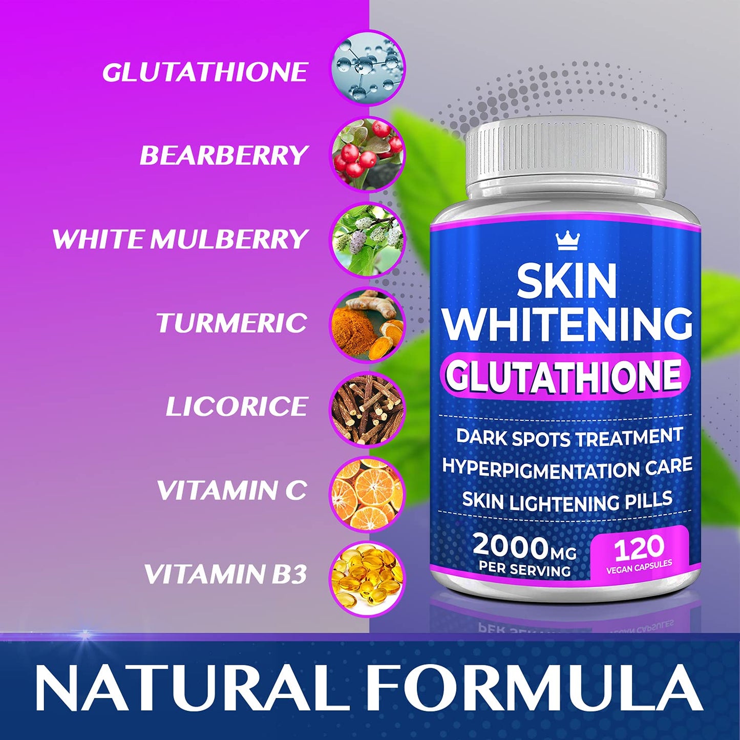Glutathione Whitening Pills – 120 Capsules (2000mg) | Skin Lightening & Anti-Aging