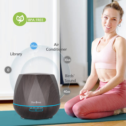 550ml Essential Oil Diffuser - DAROMA 6-in-1 Humidifier with Remote, 7-Color LED Lights, Dark Wood