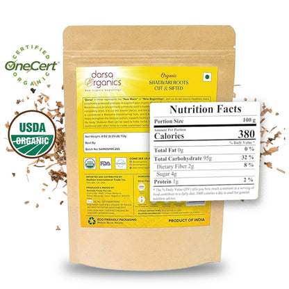 Darsa Organics Shatavari Cut & Sifted – 4 oz Organic Shatavari Root (Asparagus Racemosus), USDA Organic, Non-GMO, Gluten-Free