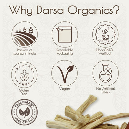 Darsa Organics Shatavari Cut & Sifted – 4 oz Organic Shatavari Root (Asparagus Racemosus), USDA Organic, Non-GMO, Gluten-Free