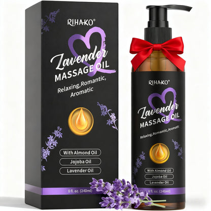 Date Night Lavender Body Massage Oil for Couples – Vegan, Smooth Glide (8 fl oz)