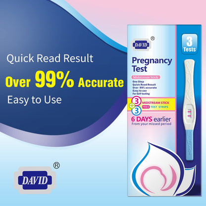 DAVID Pregnancy Test: Early Detection HCG, 6-Count, 99%+ Accurate