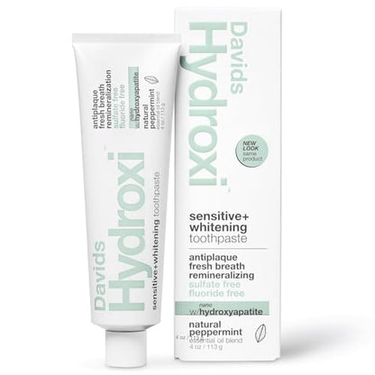 Davids Hydroxi Fluoride-Free Nano Hydroxyapatite Toothpaste – Remineralize Enamel, Sensitivity Relief | 4 oz | Made in USA
