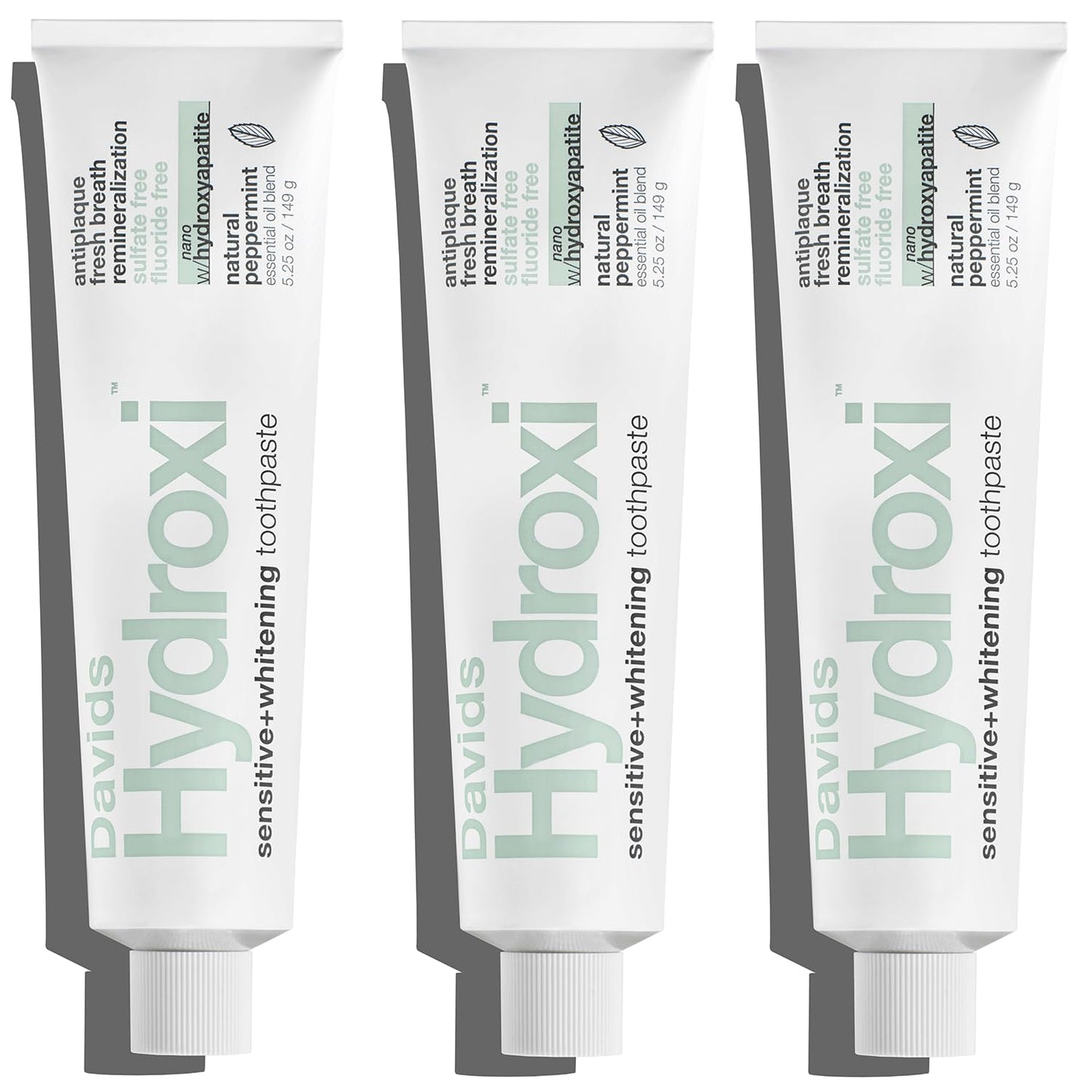 Davids Hydroxi Nano Hydroxyapatite Toothpaste – Remineralize Enamel, Sensitive Relief, 3 Pack