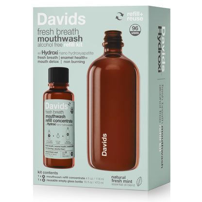 Davids Hydroxi Fresh Breath Mouthwash Starter Kit – Alcohol-Free, Fluoride-Free