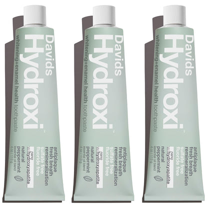 Davids Hydroxi Fluoride Free Nano Hydroxyapatite Toothpaste – Whitening, Enamel Remineralizing, SLS Free, Fresh Mint, 4 oz (3 Pack) Made in USA