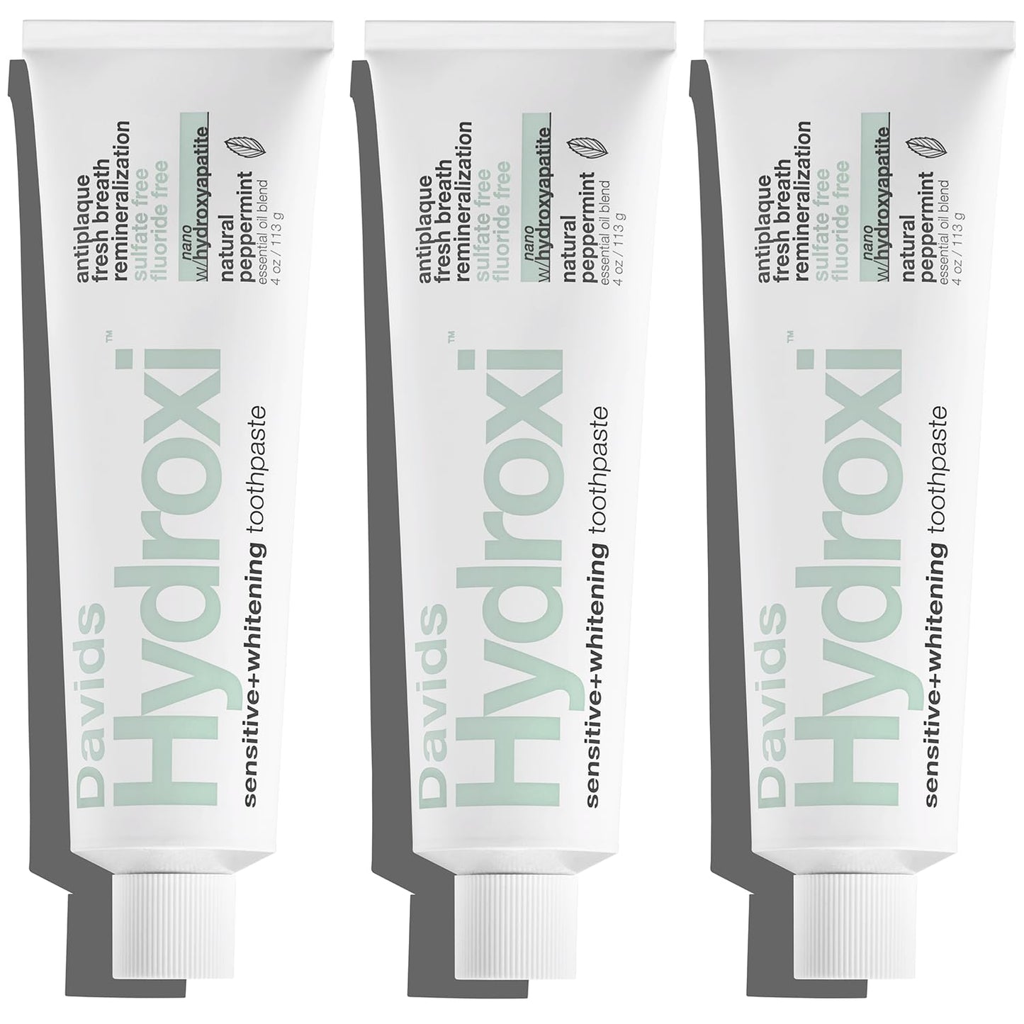 Davids Hydroxi Nano Hydroxyapatite Toothpaste - Fluoride Free, Whitening, Sensitive Relief, SLS Free, Made in USA (3 Pack)