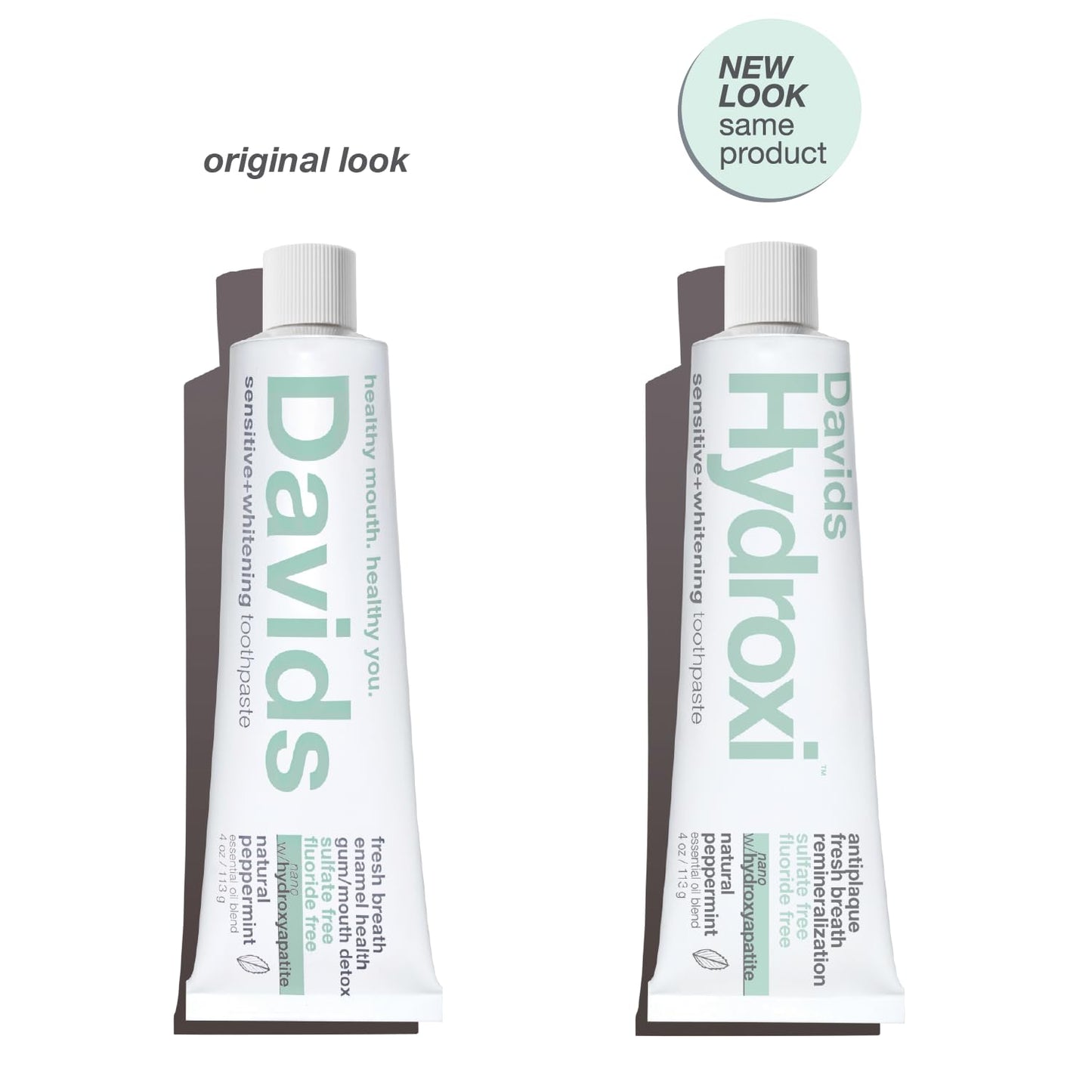 Davids Hydroxi Nano Hydroxyapatite Toothpaste - Fluoride Free, Whitening, Sensitive Relief, SLS Free, Made in USA (3 Pack)