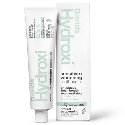 Davids Hydroxi Nano Hydroxyapatite Toothpaste – Remineralize Enamel, Sensitive Relief, Whitening | SLS Free, Made in USA