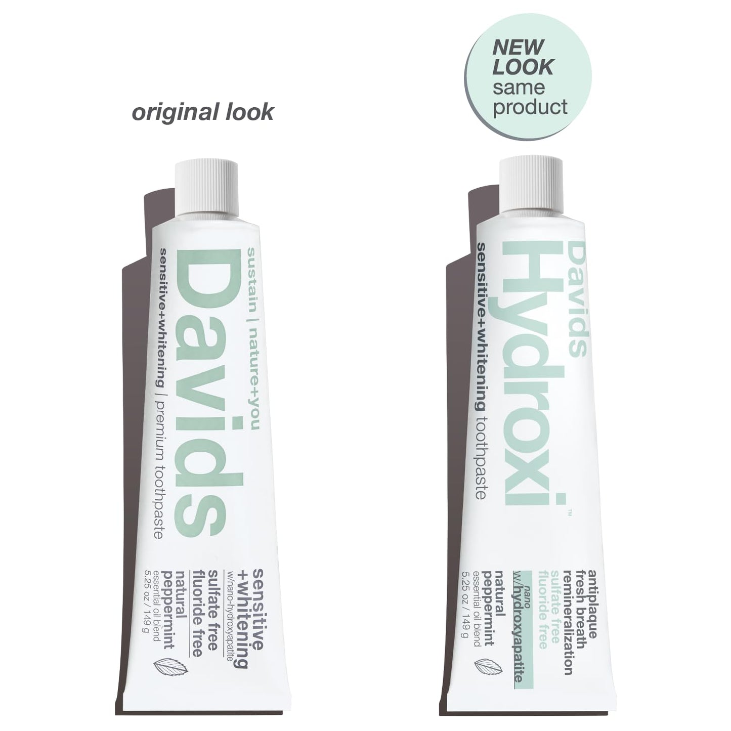 Davids Hydroxi Nano Hydroxyapatite Toothpaste – Remineralize Enamel, Sensitive Relief, Whitening | SLS Free, Made in USA