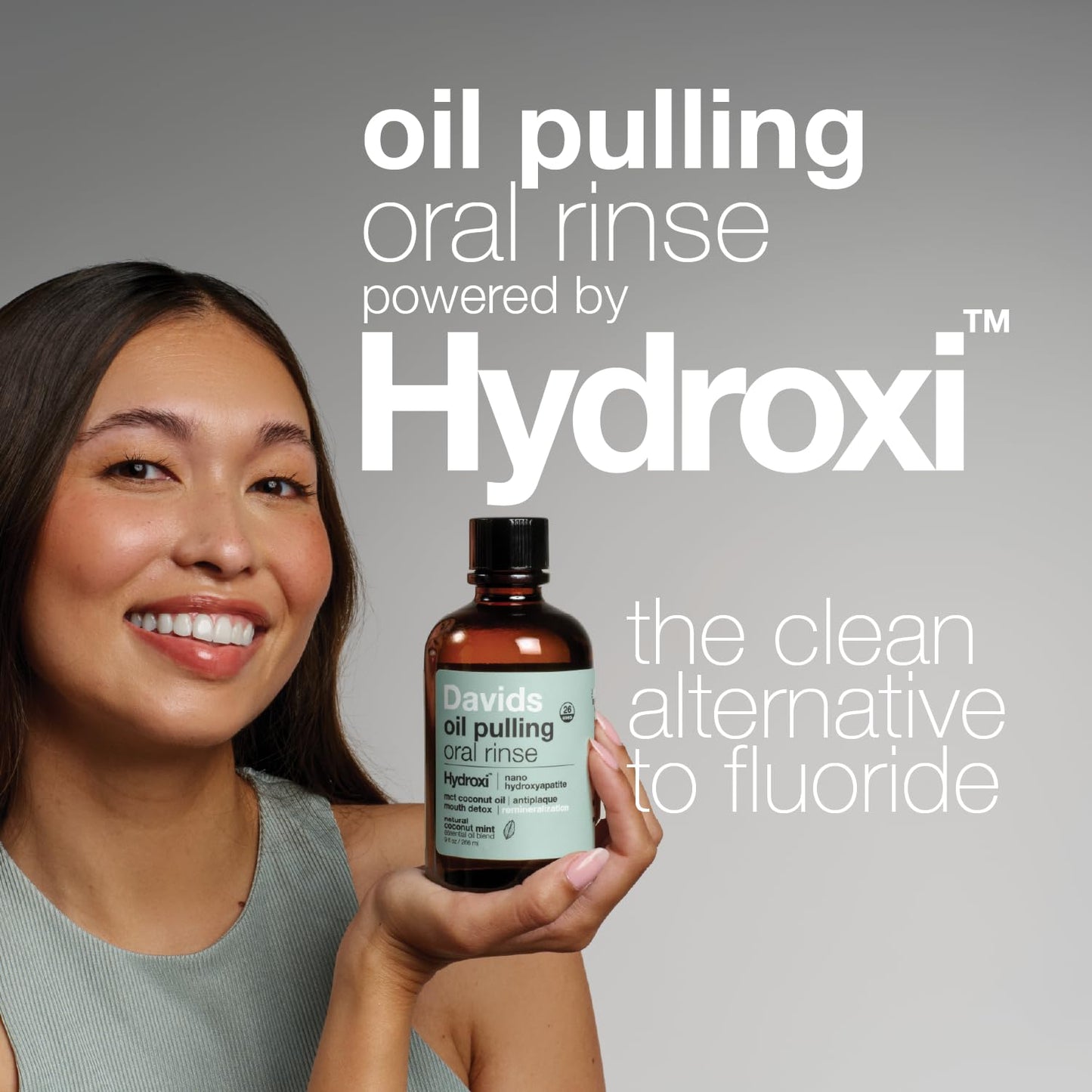 Davids Nano Hydroxyapatite Oil Pulling Mouthwash – 9 oz, Mint, MCT Coconut Oil