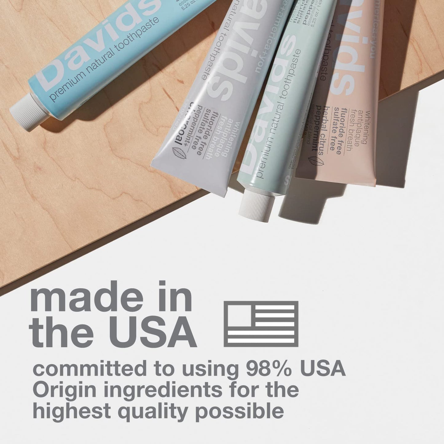 Davids Fluoride Free Toothpaste – Peppermint, 5.25oz | Teeth Whitening, Antiplaque, SLS-Free, Enamel Health | EWG Verified
