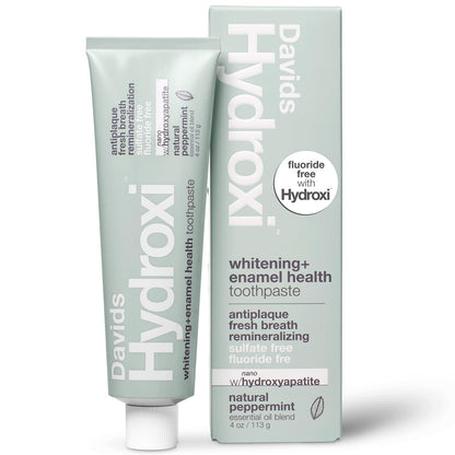 Davids Hydroxi Nano Hydroxyapatite Toothpaste – Fluoride Free, SLS Free, Whitening & Remineralizing, 4 oz, Made in USA