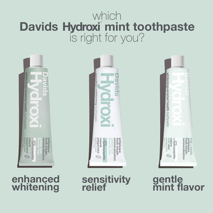 Davids Hydroxi Nano Hydroxyapatite Toothpaste – Fluoride Free, SLS Free, Whitening & Remineralizing, 4 oz, Made in USA
