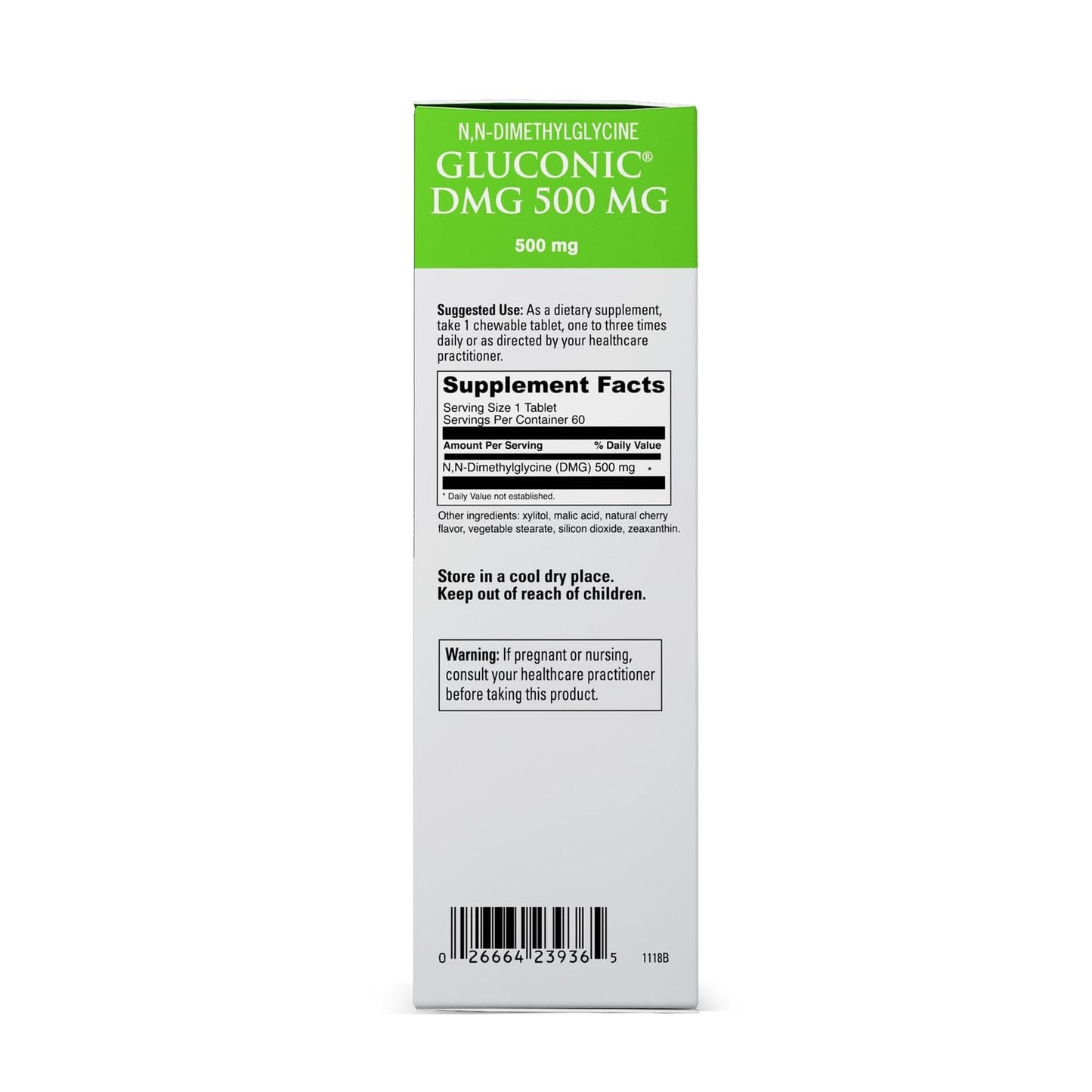 DaVinci Gluconic DMG 500 mg – Endurance & Immune Support, Vegetarian & Gluten-Free, 60 Chewable Tablets