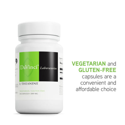DAVINCI Labs L-Theanine 200 mg | 30 Vegetarian Capsules | Focus & Calm