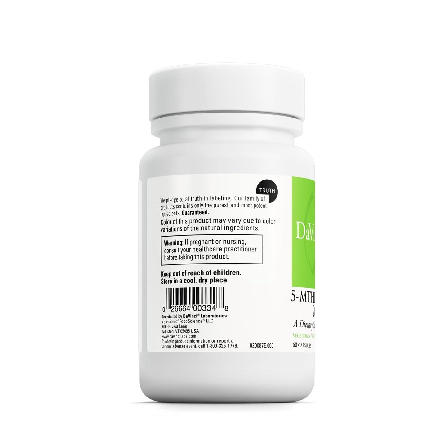 DAVINCI Labs 5-MTHF/B12 MC 2000-60 Capsules | Folate + Methylcobalamin Vitamin B12