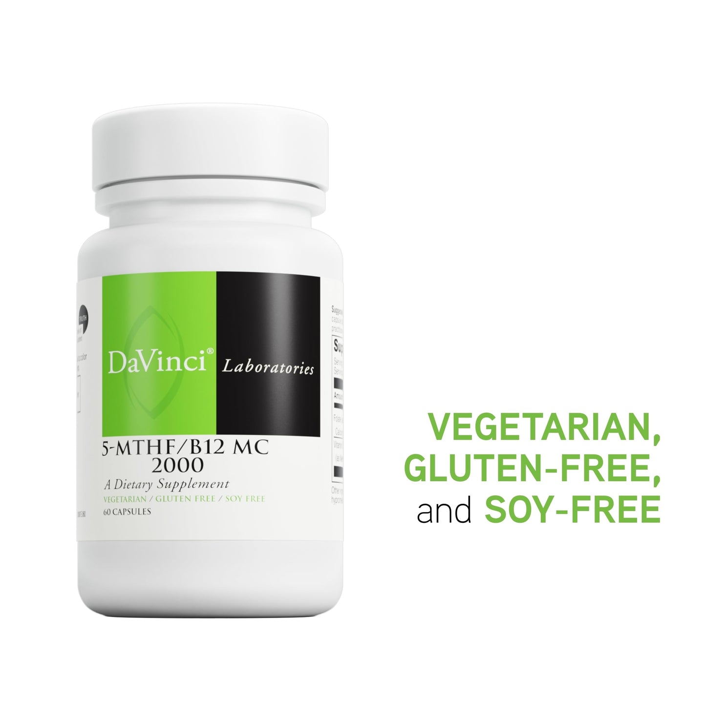 DAVINCI Labs 5-MTHF/B12 MC 2000-60 Capsules | Folate + Methylcobalamin Vitamin B12