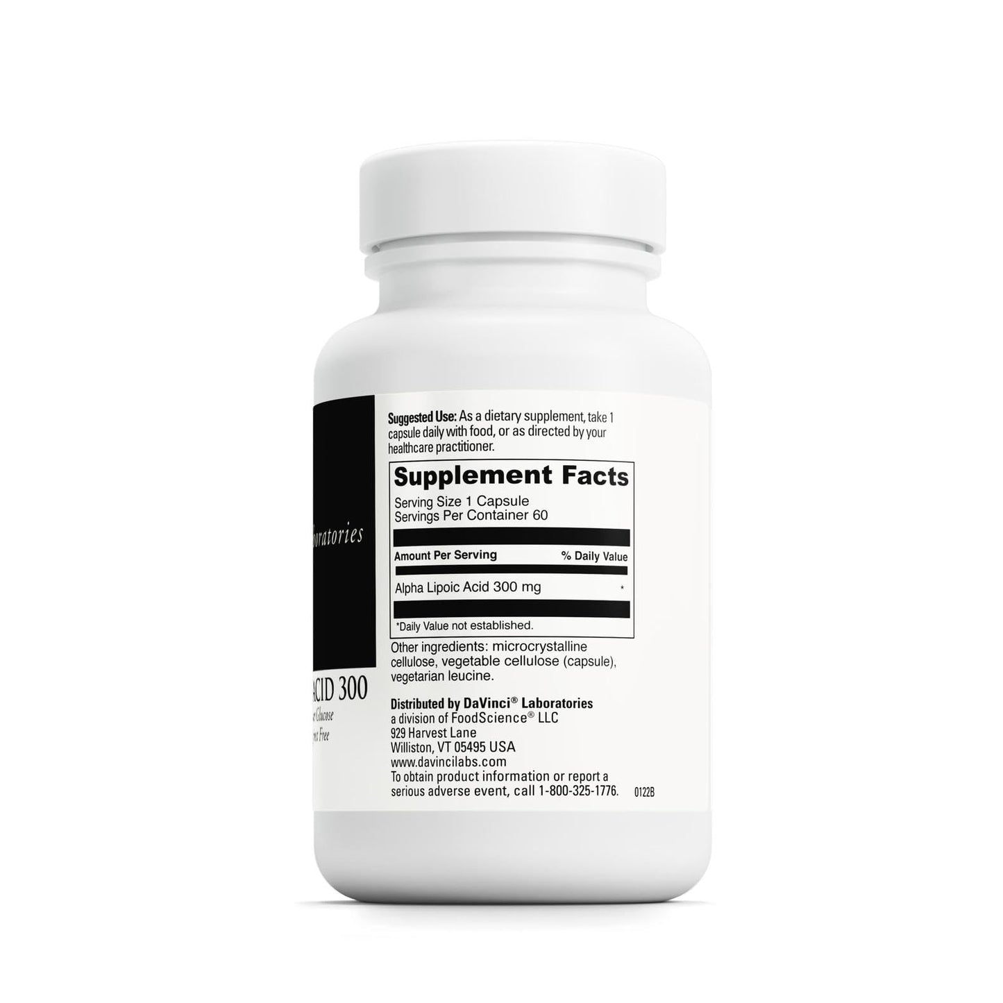 DAVINCI Labs Alpha Lipoic Acid 300 - 300 mg per Capsule | Gluten-Free, 60 Veg Capsules