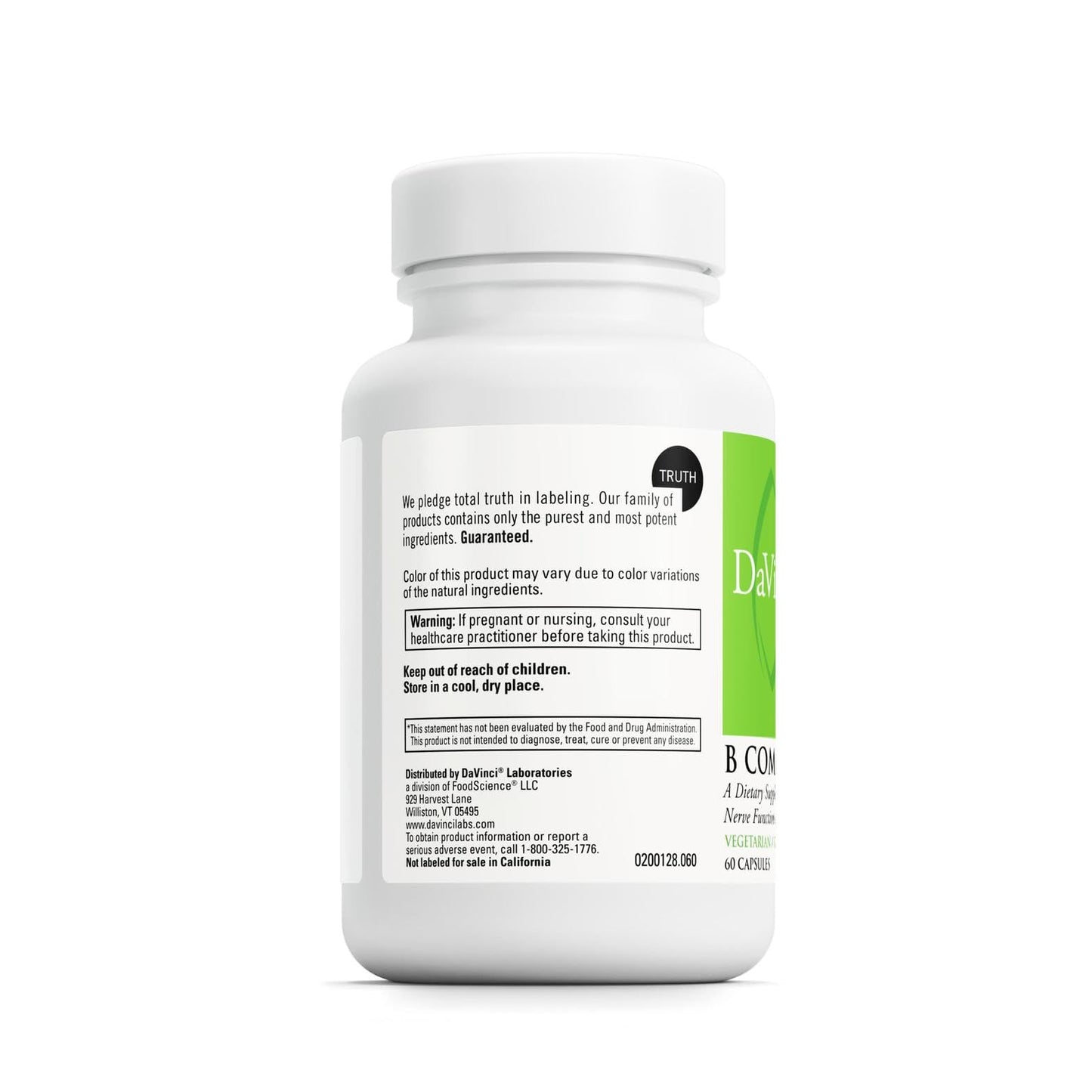 DAVINCI Labs B Complex-75 – Supports Relaxation and Proper Nerve Function (60 Capsules)