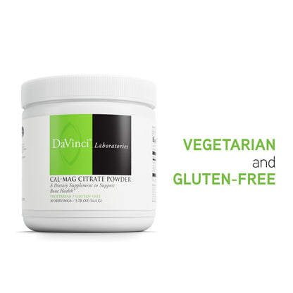 DAVINCI Labs Cal-Mag Citrate Powder - Bone Health Support | Vegetarian & Gluten-Free | 30 Servings