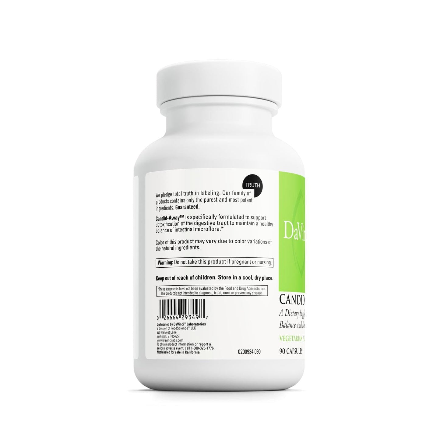 DAVINCI Labs Candid-Away - Digestive Gut Health Support, Immune System Support with Digestive Enzymes, Calcium, Magnesium & More* - 90 Vegetarian Capsules (30 Servings)
