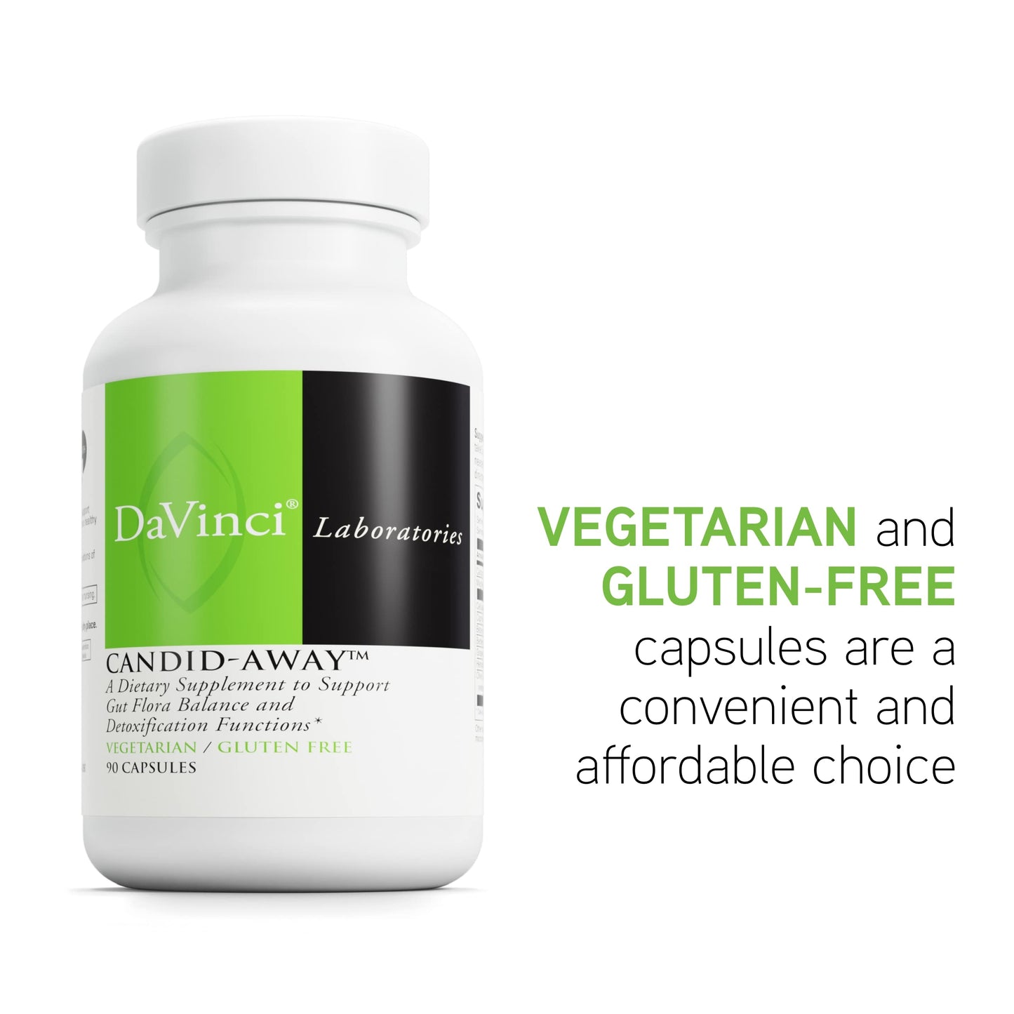 DAVINCI Labs Candid-Away - Digestive Gut Health Support, Immune System Support with Digestive Enzymes, Calcium, Magnesium & More* - 90 Vegetarian Capsules (30 Servings)
