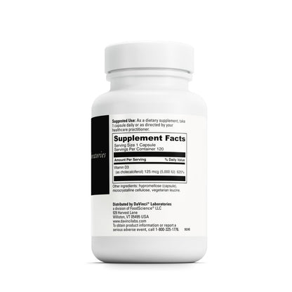 DAVINCI Labs Vitamin D3 5000 IU – 120 Caps | Gluten Free