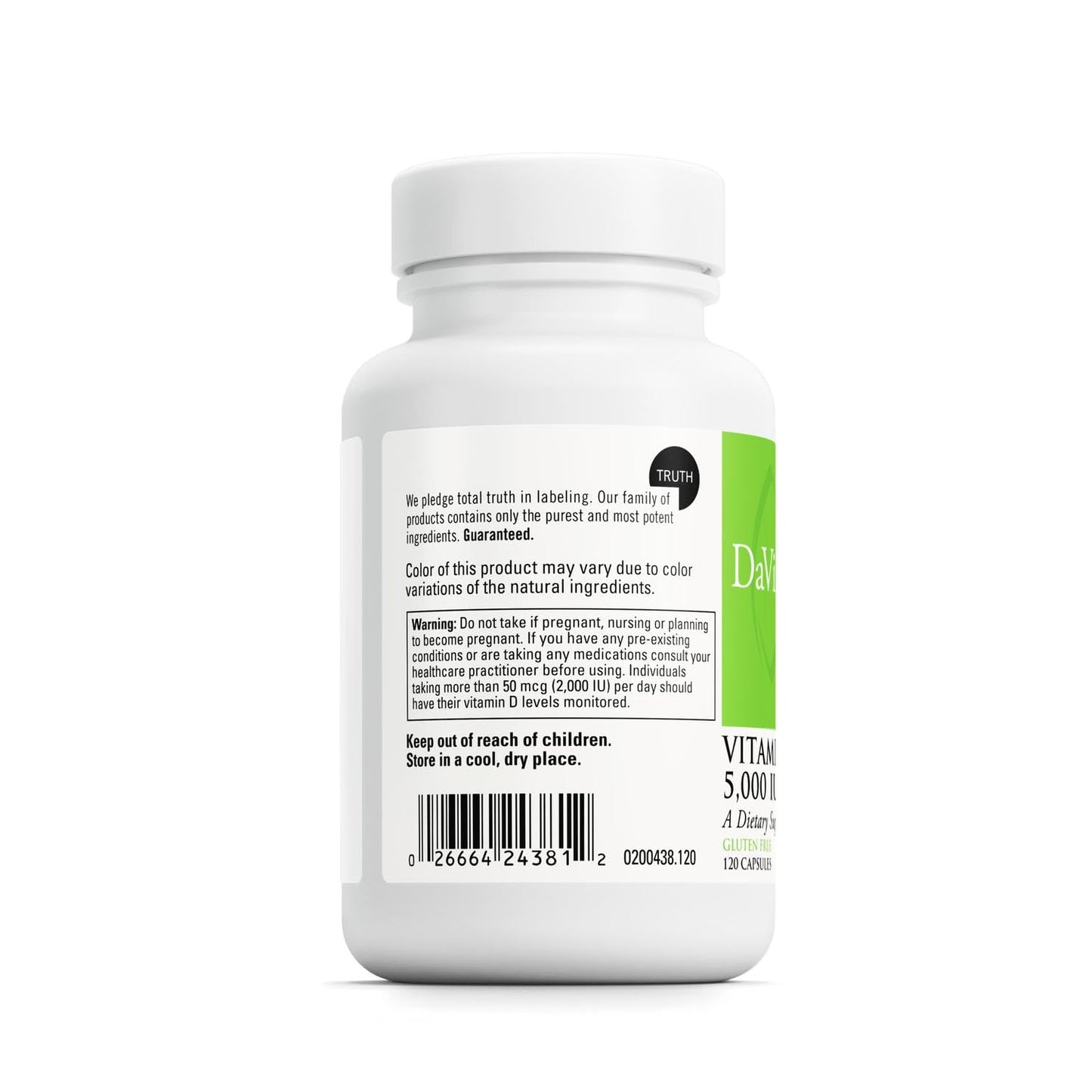 DAVINCI Labs Vitamin D3 5000 IU – 120 Caps | Gluten Free