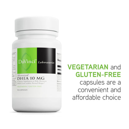 DaVinci Labs Micronized DHEA 10mg – Hormone Balance, Brain & Thyroid Support (Vegetarian, 90 Capsules)