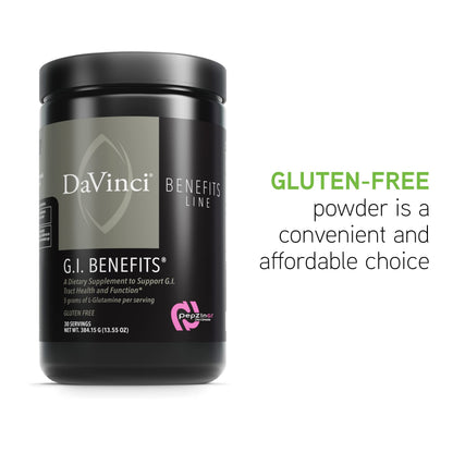 DAVINCI Labs GI Benefits – Digestive Health Powder with Zinc & L-Glutamine | Immune & Gut Health