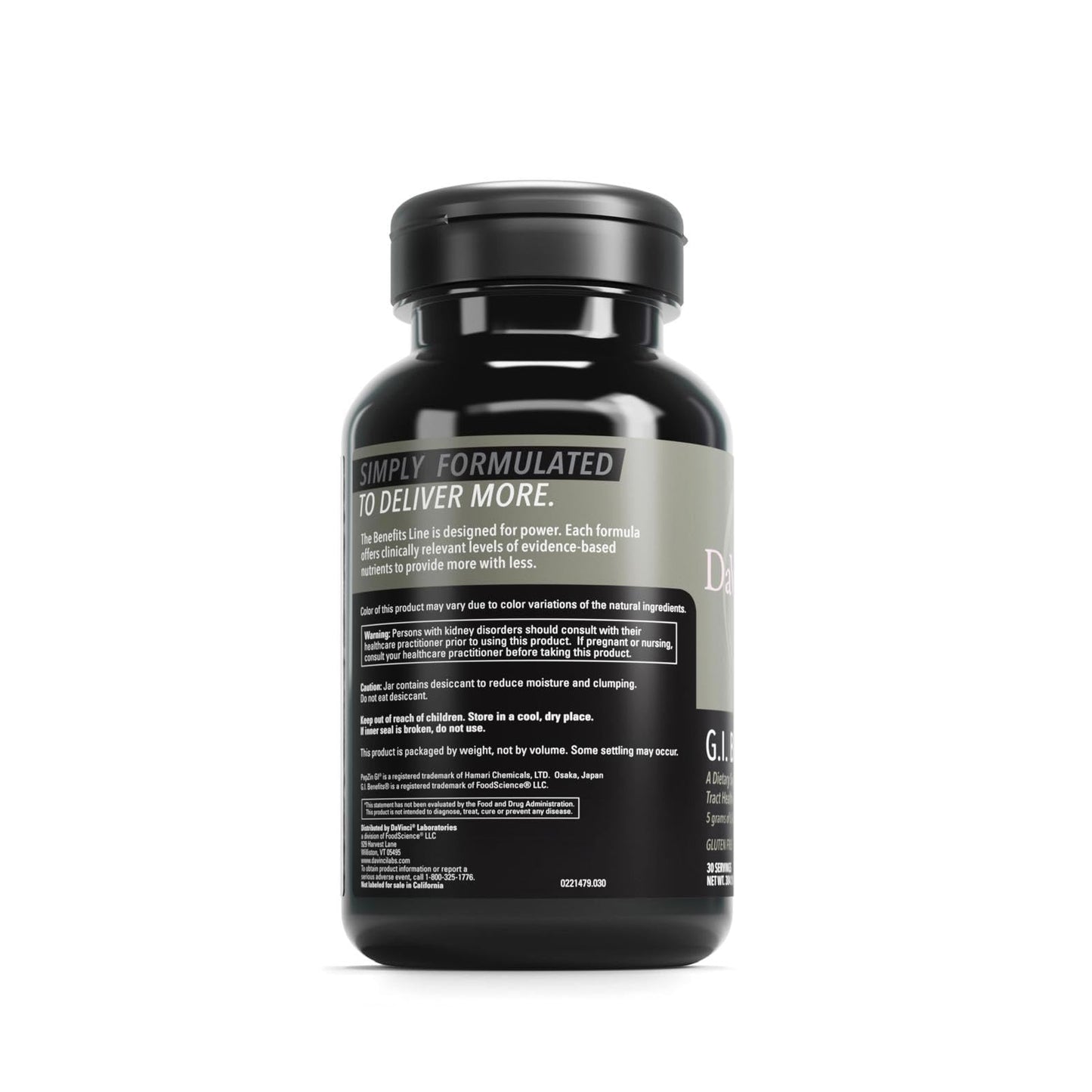 DAVINCI Labs GI Benefits – Digestive Health Powder with Zinc & L-Glutamine | Immune & Gut Health
