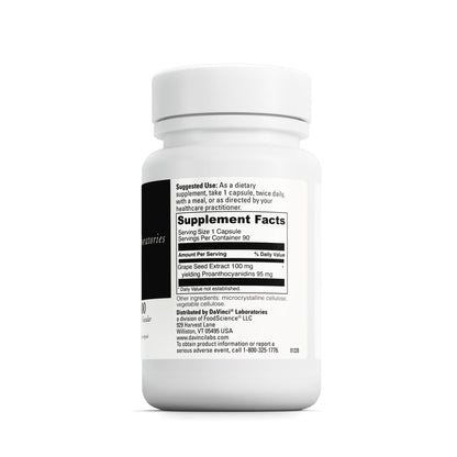 DAVINCI Labs Grape Seed-100 | Immune Support, Skin & Vascular Health | 100 mg Grape Seed Extract, 90 Veg Capsules