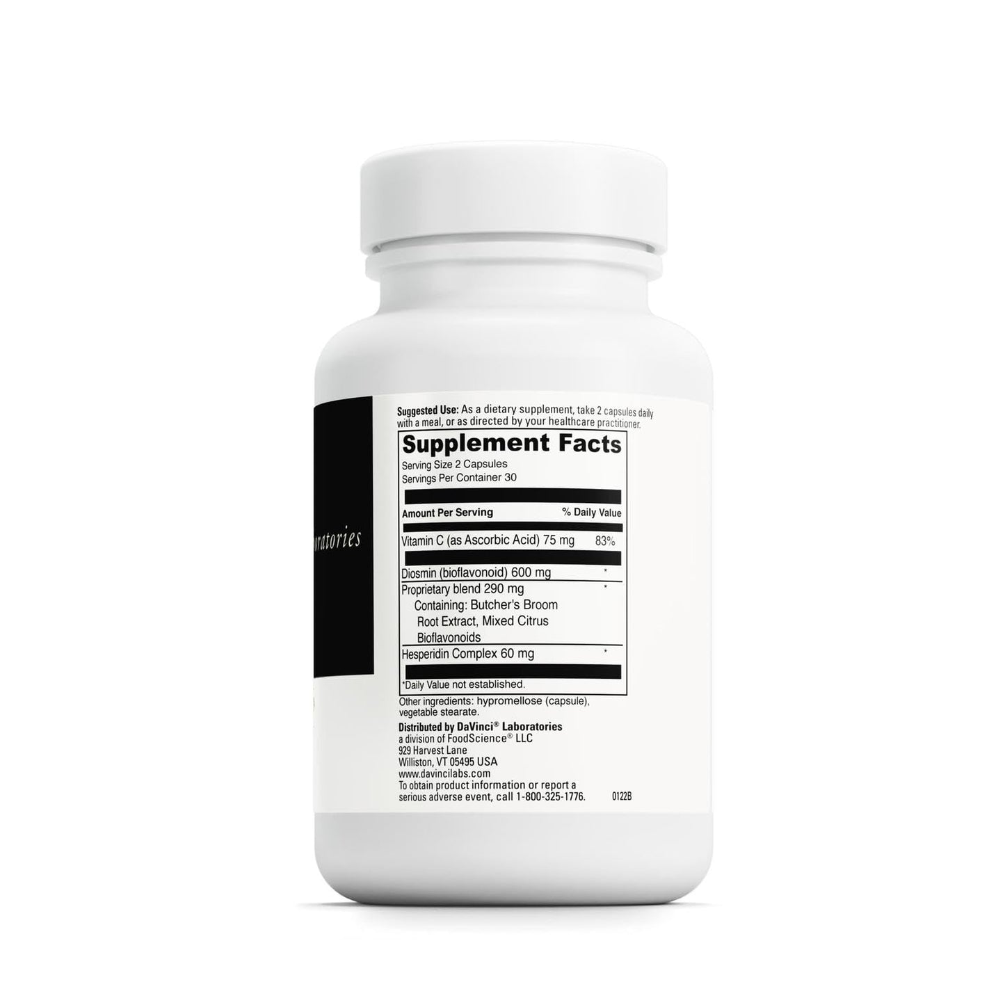 DAVINCI Labs Healthy Veins – Vascular Health Support | Vitamin C, Diosmin | Gluten Free | 60 Veg Capsules