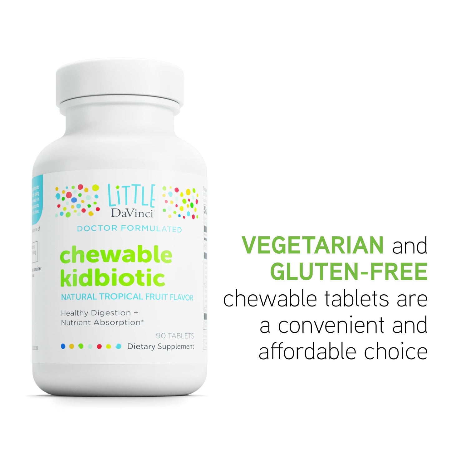 Kidbiotic Chewables for Kids – Probiotics, Enzymes & Immunity | Tropical Fruit (90 Tabs)