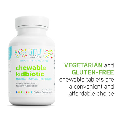 Kidbiotic Chewables for Kids – Probiotics, Enzymes & Immunity | Tropical Fruit (90 Tabs)
