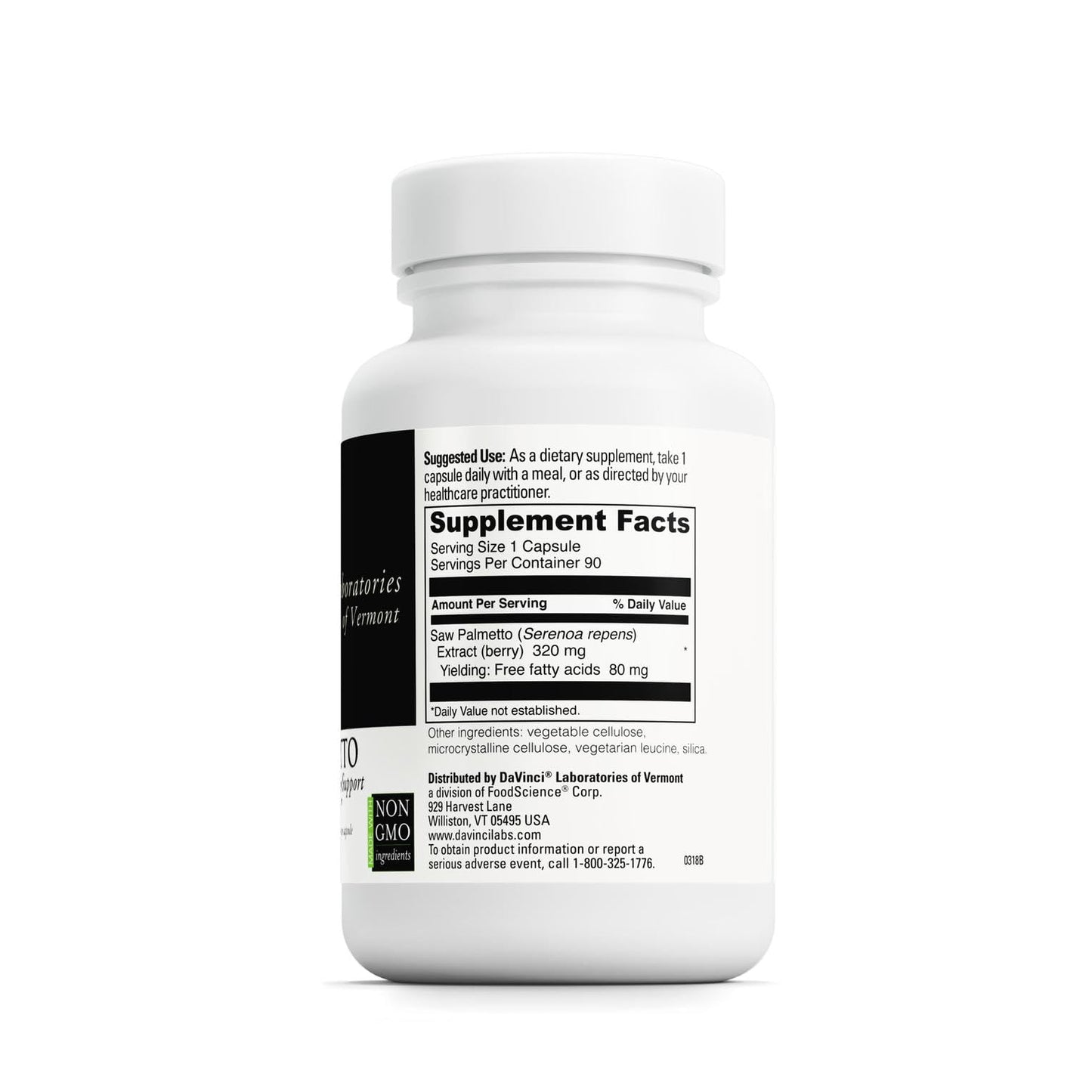 DAVINCI Labs Saw Palmetto - Prostate Health Support, Premenstrual & Lactation* - Gluten-Free - 90 Vegetarian Capsules