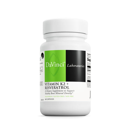 DaVinci Labs Vitamin K2 & Resveratrol – Bone & Heart Health (60 Caps) – Vegetarian, Gluten-Free, Soy-Free