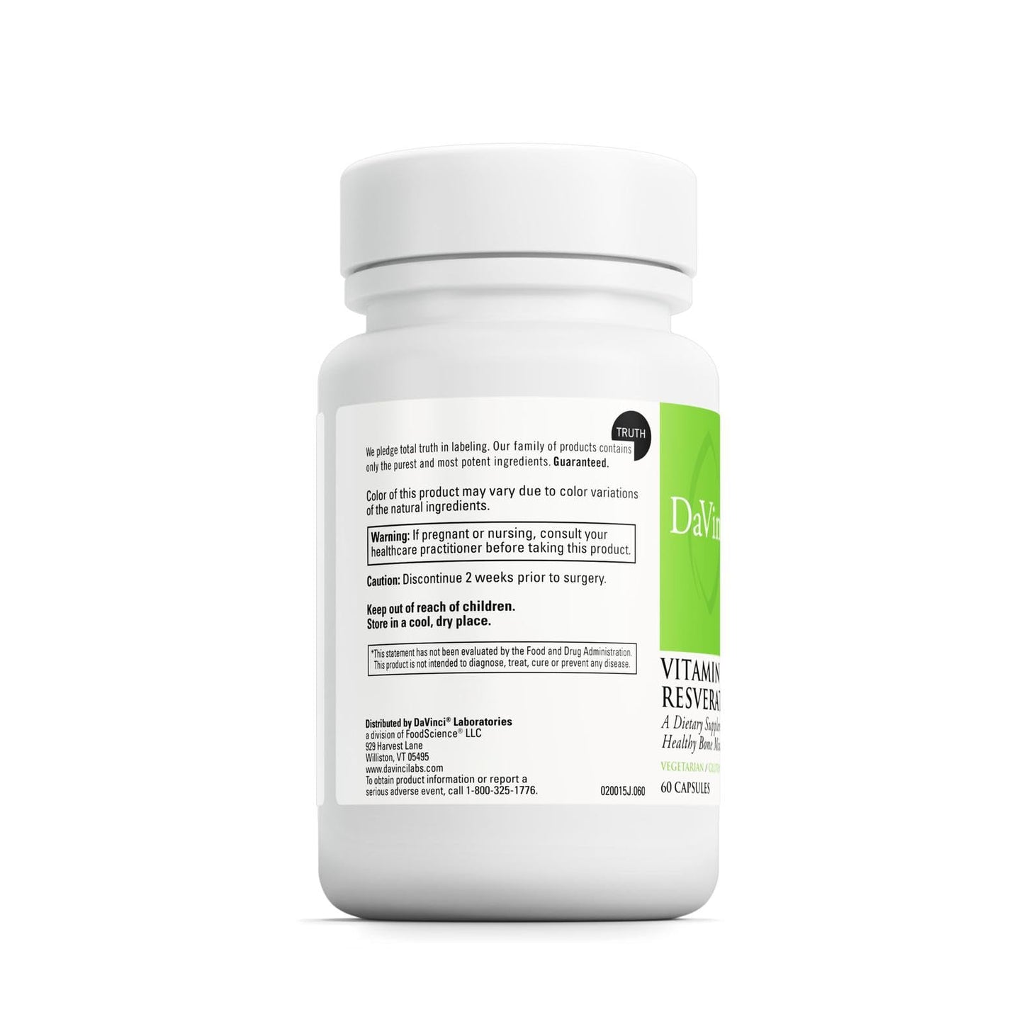 DaVinci Labs Vitamin K2 & Resveratrol – Bone & Heart Health (60 Caps) – Vegetarian, Gluten-Free, Soy-Free