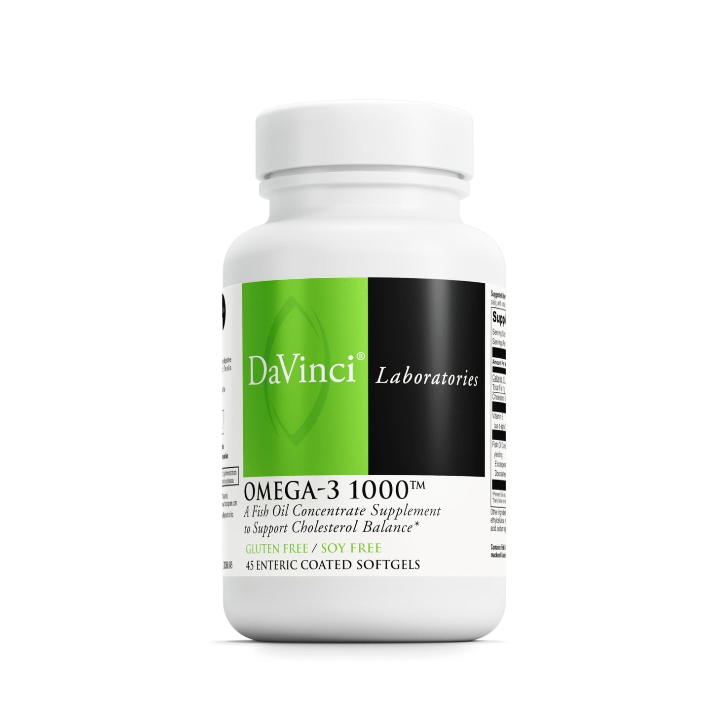 DAVINCI Labs Omega-3 1000 | Supports Cholesterol, Immune Health, Hair & Skin | Gluten-Free