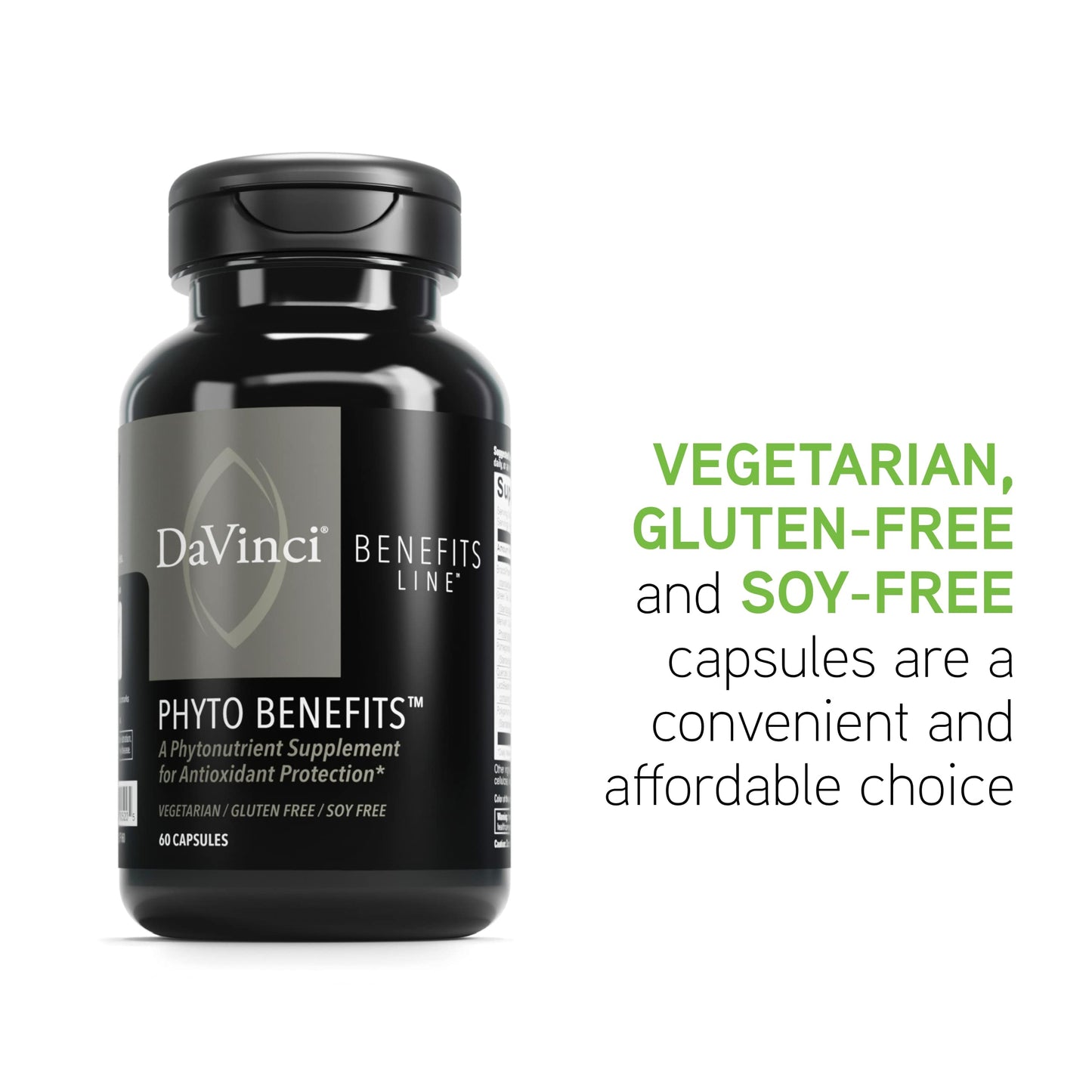 DAVINCI Labs Phyto Benefits – Heart, Brain & Immune Health | Curcumin, Quercetin, Green Tea | Vegetarian, Gluten-Free, Soy-Free | 60 Caps