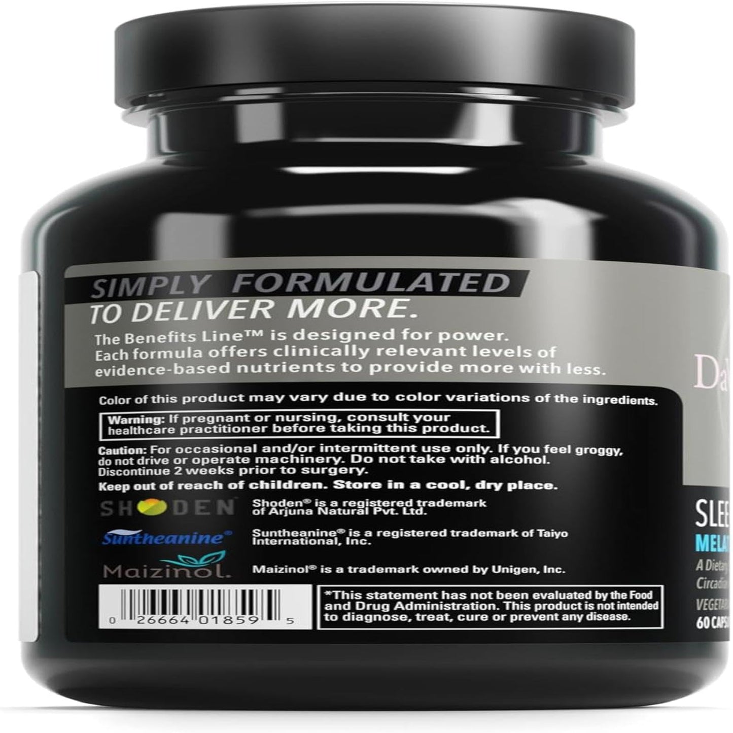 DAVINCI LABS Sleep Benefits – Melatonin-Free Sleep Support with Maizinol, Shoden Ashwagandha & Suntheanine L-Theanine – 60 Capsules