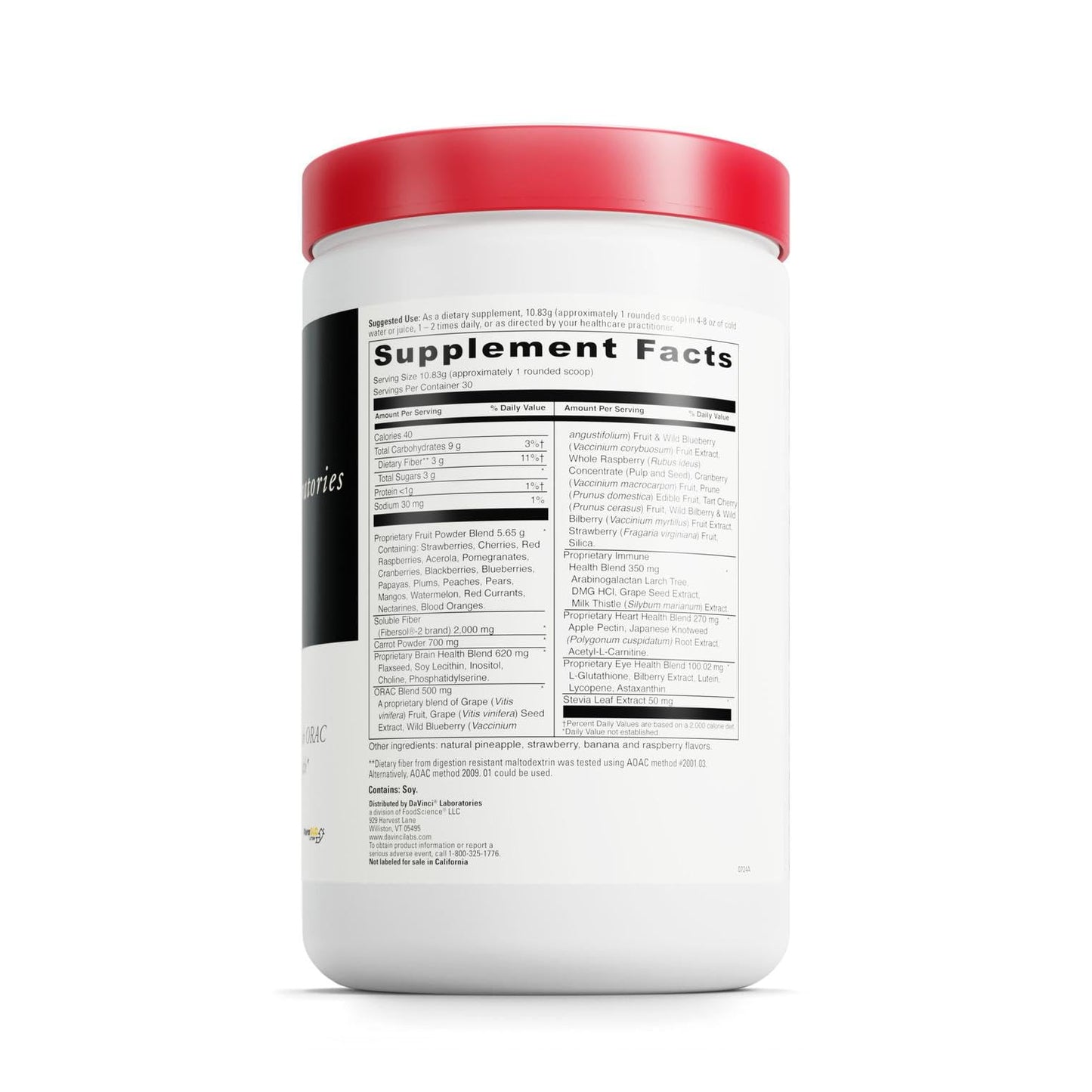 DAVINCI Labs Spectra Reds - Antioxidant Drink Mix for Immune & Liver Health | 30 Servings (324.9 g)