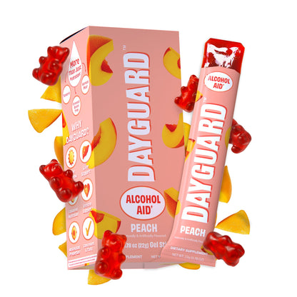 DAYGUARD — Doctor-Formulated Jelly to Feel Better After Drinking & Support Your Liver | Pre Alcohol Aid & Pre Drinking Prevention | DHM, L-Cysteine, Turmeric, Korean Pear | Peach Flavor | 22g × 10