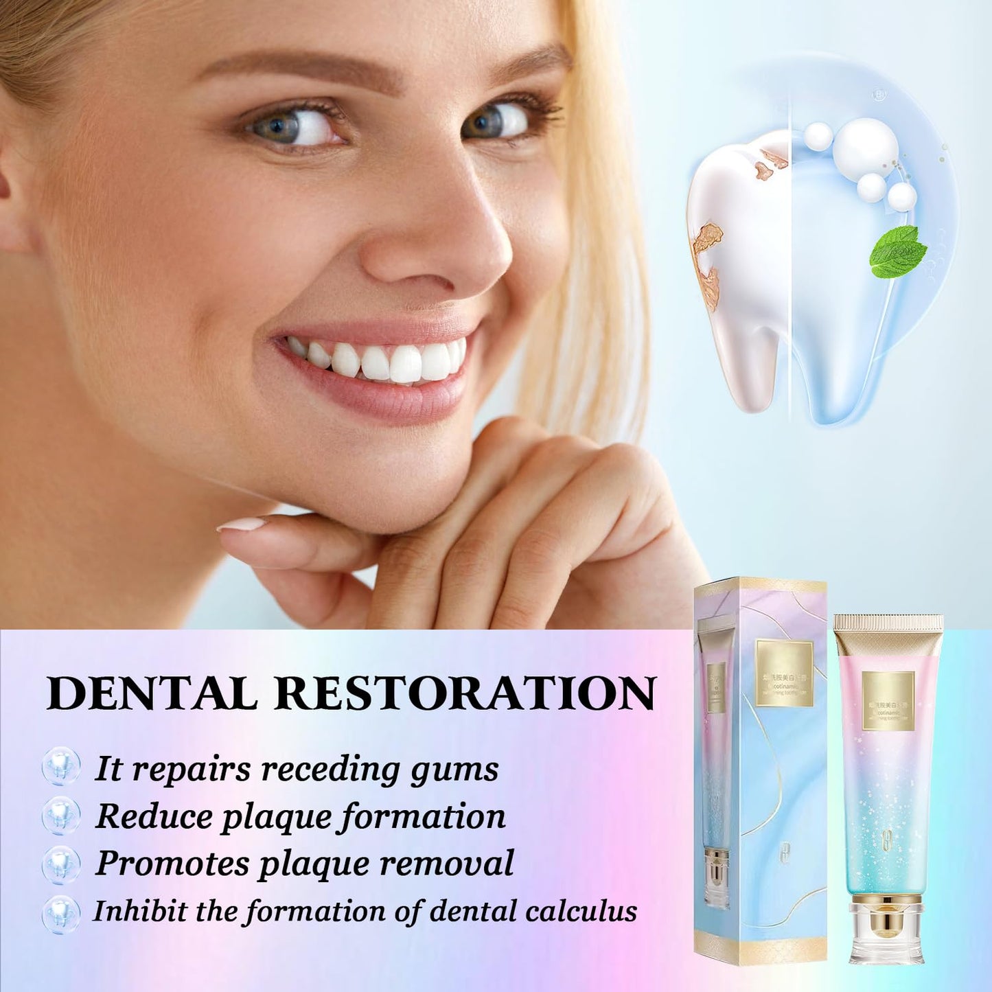 Dazzle White 2Pcs Niacinamide Whitening Toothpaste | Fresh Breath & Stain Removal