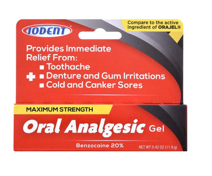 DDI Iodent Oral Analgesic Gel – Max Strength, Alcohol-Free, Unflavored | 0.42 oz, 24 Count